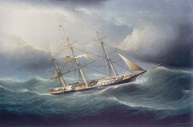 Oil Painting, "Ship in a Gale" by James E. Buttersworth 1949.3176