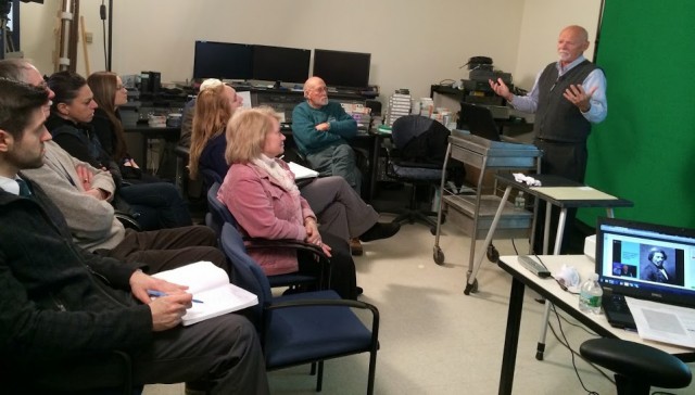 Dr. Glenn Gordinier and teachers during the African American History Google Hangout Teacher Professional Development workshop.